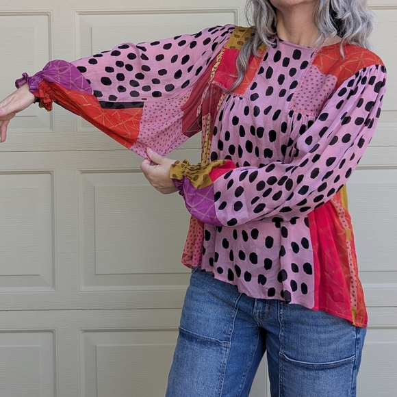 anthropologie BL-NK LONDON miranda peasant blouse S M - Picture 9 of 16